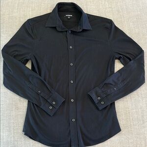 Express Men's XS Stretchy Knit Black button down Shirt